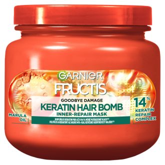   Garnier Fructis Goodbye Damage Keratin Hair Bomb hajpakolás igénybevett hajra, 320 ml