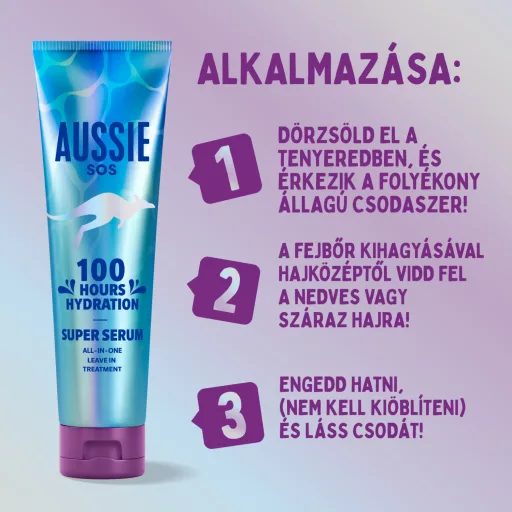 Aussie SOS Hajon Hagyható Super Szérum 160ml Száraz Hajra. Akár 100 Órás Hidratálás