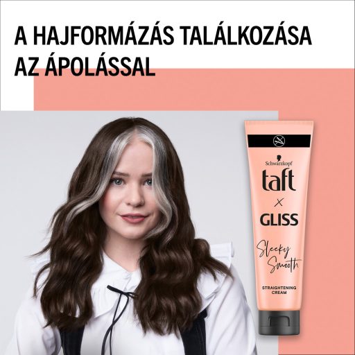 Taft X Gliss Sleeky Smooth hajegyenesítő krém a rakoncátlan egyenes hajra 150 ml