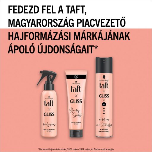 Taft X Gliss Sleeky Smooth hajegyenesítő krém a rakoncátlan egyenes hajra 150 ml