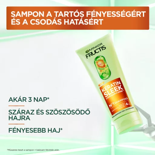 Garnier Fructis sampon 200ml Keratin Sleek száraz szöszösödő hajra