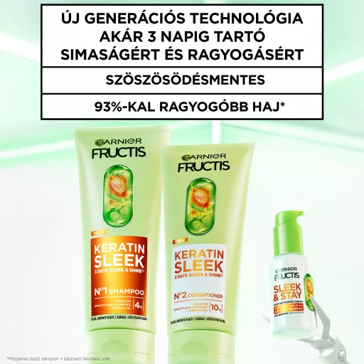 Garnier Fructis sampon 200ml Keratin Sleek száraz szöszösödő hajra
