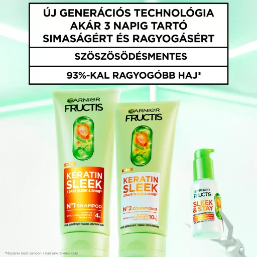 Garnier Fructis sampon 200ml Keratin Sleek száraz szöszösödő hajra