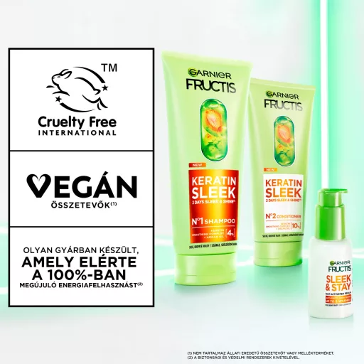 Garnier Fructis sampon 200ml Keratin Sleek száraz szöszösödő hajra