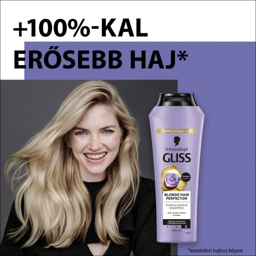 Gliss Blonde Perfector hamvasító sampon peptidkeverékkel és áfonyakivonattal 250 ml