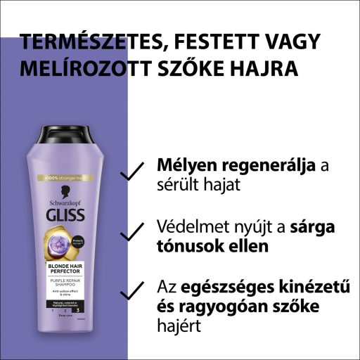 Gliss Blonde Perfector hamvasító sampon peptidkeverékkel és áfonyakivonattal 250 ml