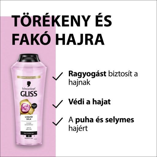Gliss Liquid Silk sampon ceramidokkal és selyemmel, törékeny és fakó hajra 400 ml