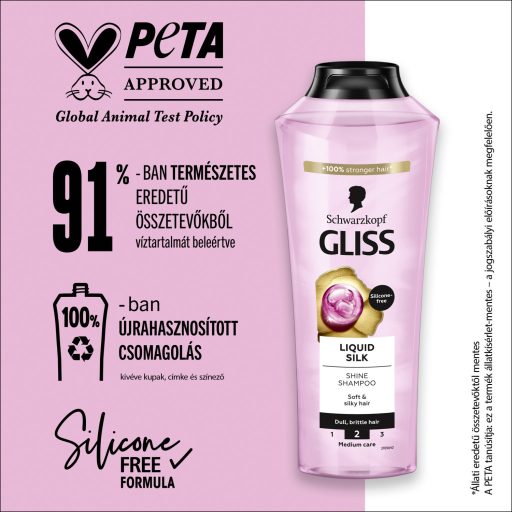 Gliss Liquid Silk sampon ceramidokkal és selyemmel, törékeny és fakó hajra 400 ml
