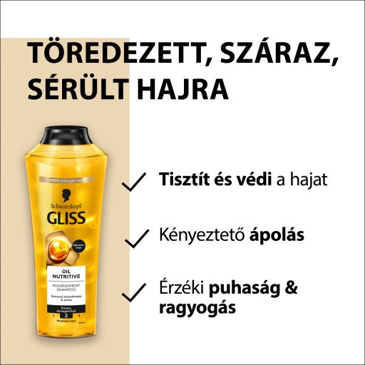 Gliss Tápláló Olaj sampon omega 9 olajsavval és marula olajjal 400 ml