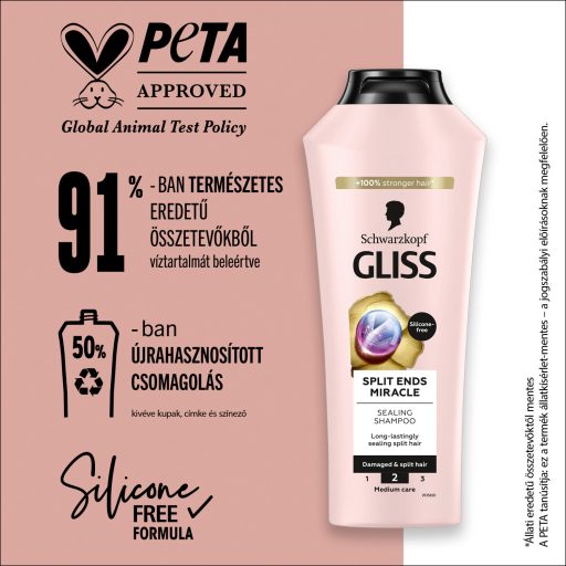 Gliss Split Ends Miracle sampon ionic komplex-szel és szőlőmag olajjal 400 ml