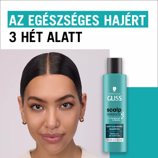 Gliss Scalp Balance mélytisztító sampon lerakódások ellen & zsíros fejbőrre 200 ml