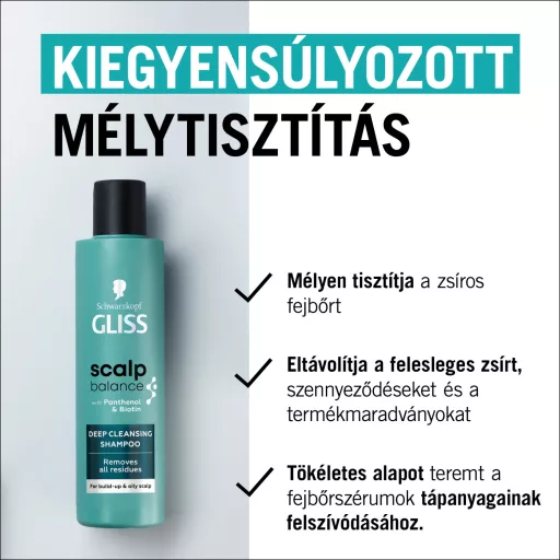 Gliss Scalp Balance mélytisztító sampon lerakódások ellen & zsíros fejbőrre 200 ml