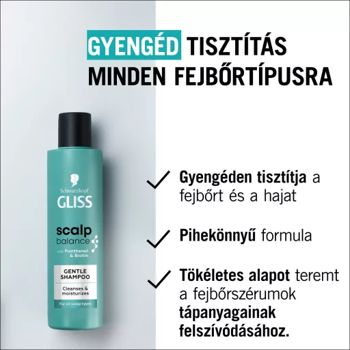 Gliss Scalp Balance gyengéd tisztító sampon panthenollal + biotinnal, minden fejbőrtípusra 200 ml