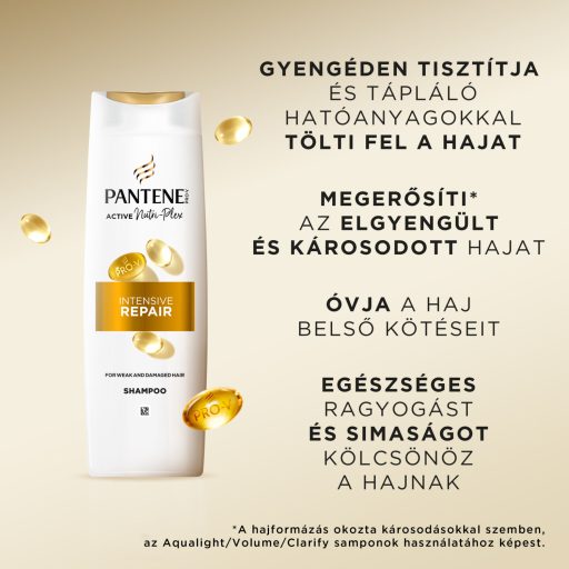 Pantene Pro-V Intensive Repair sampon, Pro-V formula+antioxidánsok, gyenge és sérült hajra, 400ml