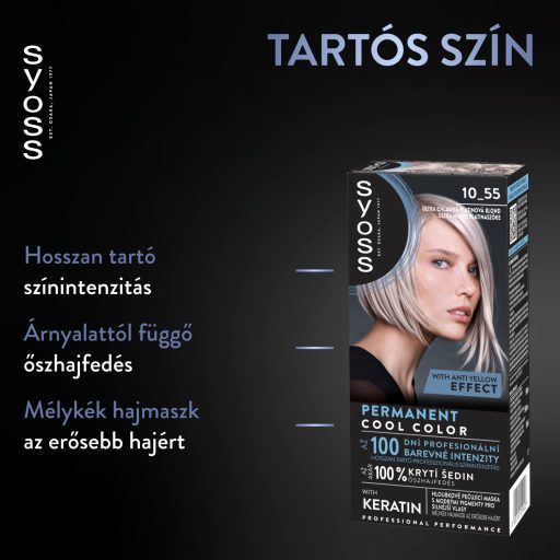 Syoss Color tartós hajfesték 10-55 ultra hűvös platinaszőke