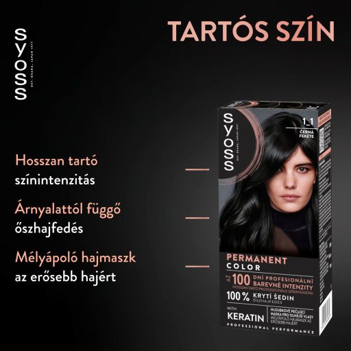 Syoss Color 1-1 fekete tartós hajfesték