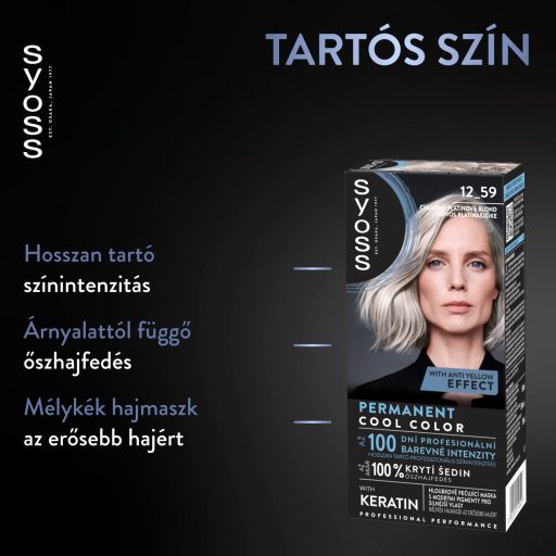 Syoss Color tartós hajfesték 12-59 hűvös platinaszőke