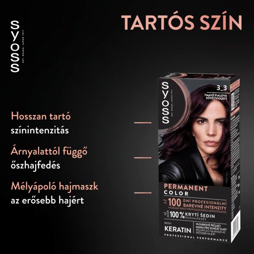 Syoss Color 3-3 sötét violett tartós hajfesték