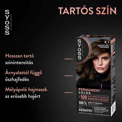 Syoss Color 4-1 középbarna tartós hajfesték