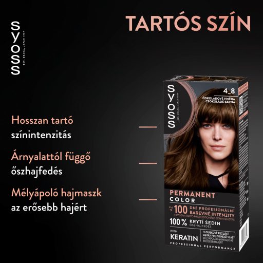 Syoss Color 4-8 tartós hajfesték 4-8 csokoládé barna