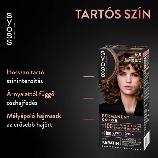 Syoss Color 5-8 tartós hajfesték mogyoró barna