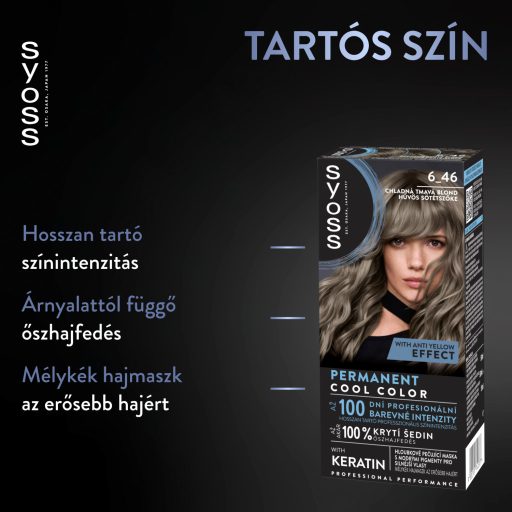 Syoss Cool Color tartós hajfesték 6-46 hűvös sötétszőke