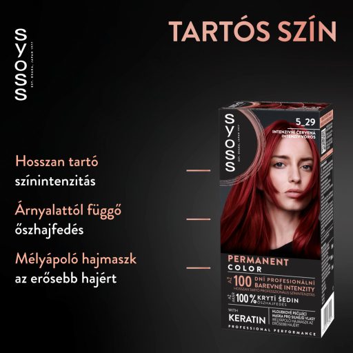 Syoss Color tartós hajfesték 5-29 intenzív vörös