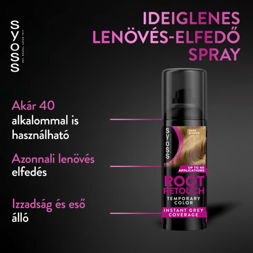Syoss Root Retoucher ideiglenes lenövés-elfedő spray Sötétszőke 120 ml