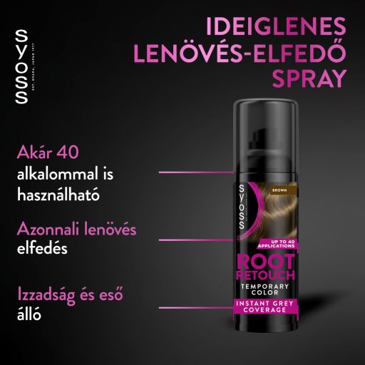 Syoss Root Retoucher ideiglenes lenövés-elfedő spray Barna 120 ml