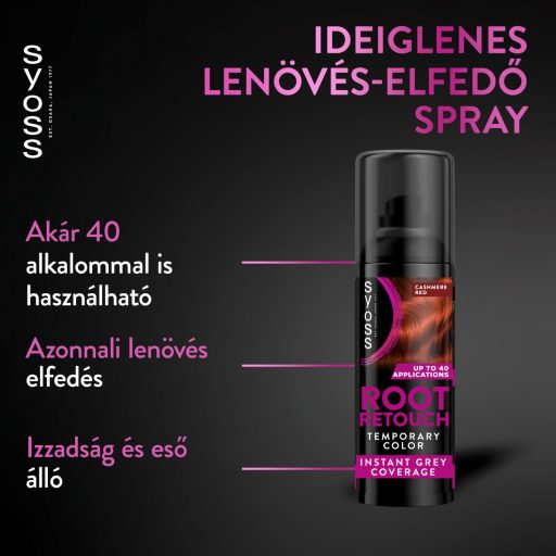 Syoss Root Retoucher ideiglenes lenövés-elfedő spray Kasmír Vörös 120 ml