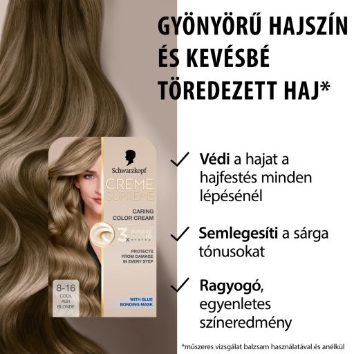 Schwarzkopf Creme Supreme tartós hajfesték 8-16 hűvös hamvas világosszőke