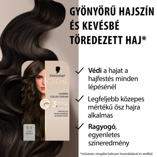 Schwarzkopf Creme Supreme tartós hajfesték 5-1 hűvös világosbarna