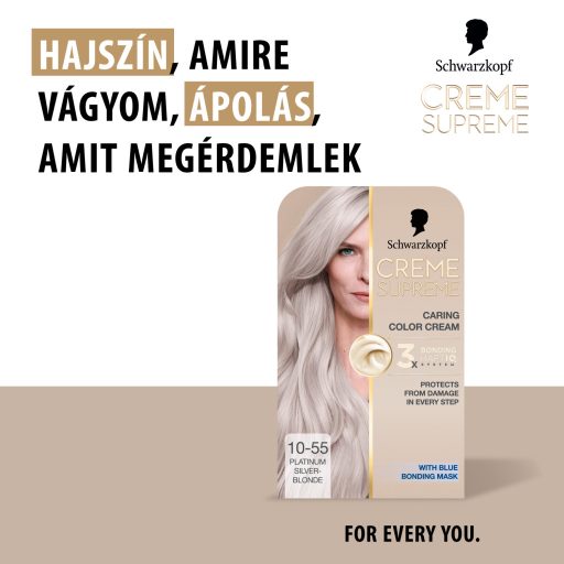 Schwarzkopf Creme Supreme tartós hajfesték 10-55 hűvös ezüstös szőke