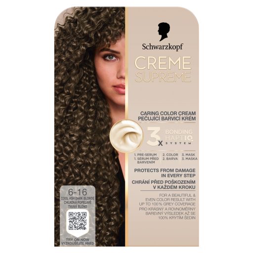 Schwarzkopf Creme Supreme tartós hajfesték 6-16 hűvös hamvas sötétszőke