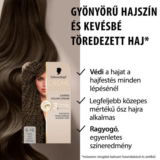 Schwarzkopf Creme Supreme tartós hajfesték 6-16 hűvös hamvas sötétszőke