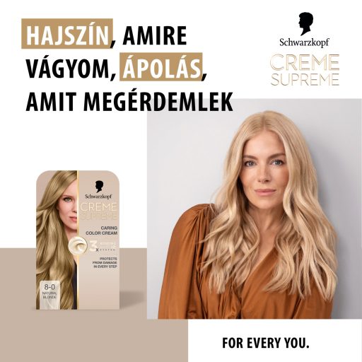 Schwarzkopf Creme Supreme tartós hajfesték 8-0 természetes világosszőke