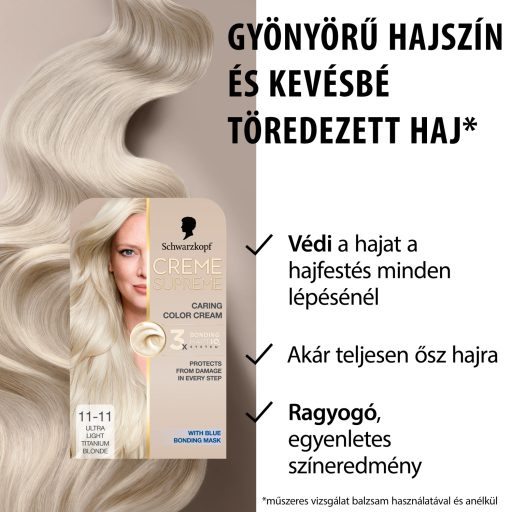 Schwarzkopf Creme Supreme tartós hajfesték 11-11 hűvös ultra világosszőke