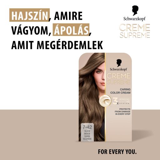 Schwarzkopf Creme Supreme tartós hajfesték 7-42 nude szőke