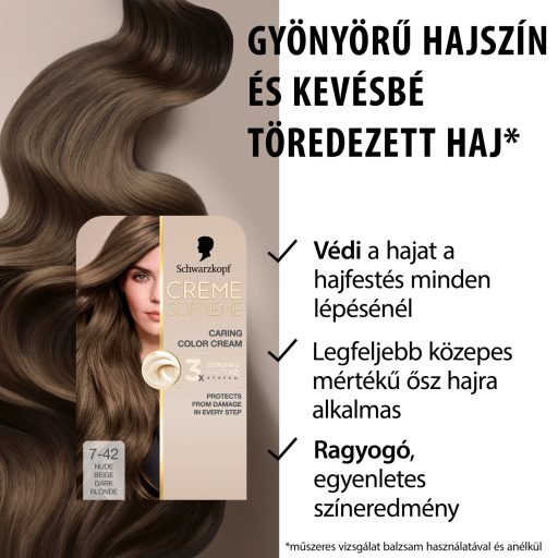 Schwarzkopf Creme Supreme tartós hajfesték 7-42 nude szőke