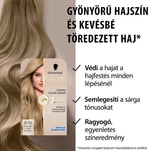 Schwarzkopf Creme Supreme tartós hajfesték 9-16 hűvös hamvas nagyon világosszőke