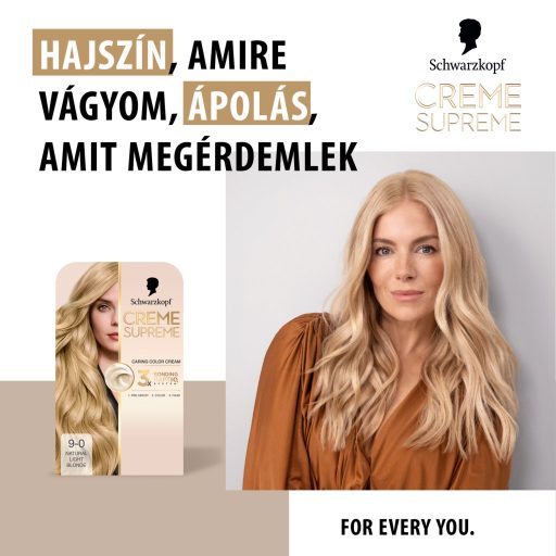 Schwarzkopf Creme Supreme tartós hajfesték 9-0 természetes nagyon világos szőke