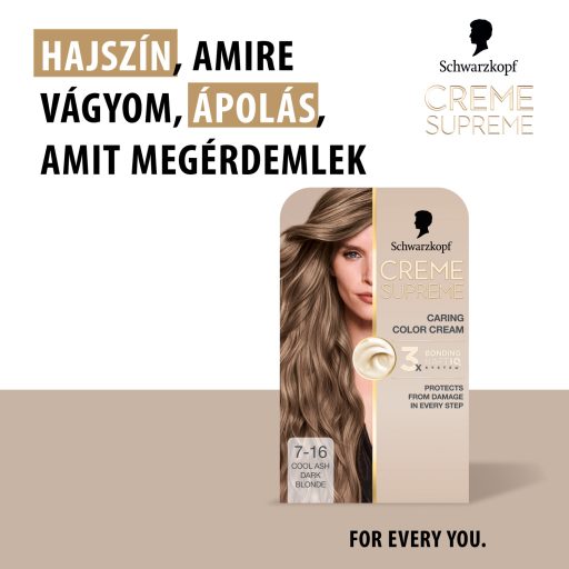 Schwarzkopf Creme Supreme tartós hajfesték 7-16 hűvös hamvas szőke