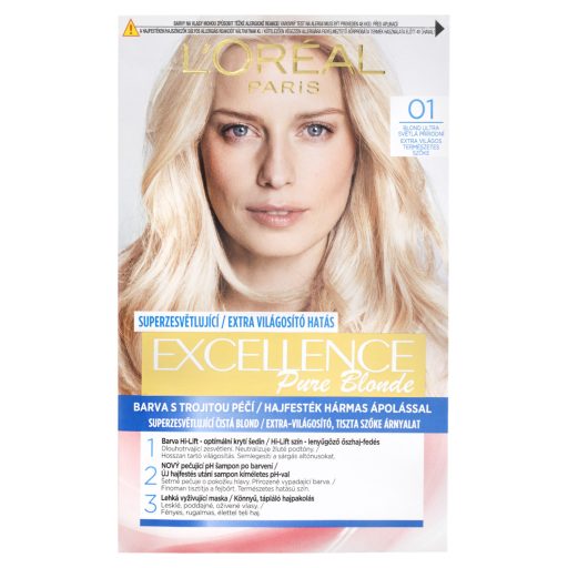 ĽOréal Paris Excellence Créme Krémhajfesték 01 Extra Világos Természetes Szőke 72 +48 +12 +60 ml