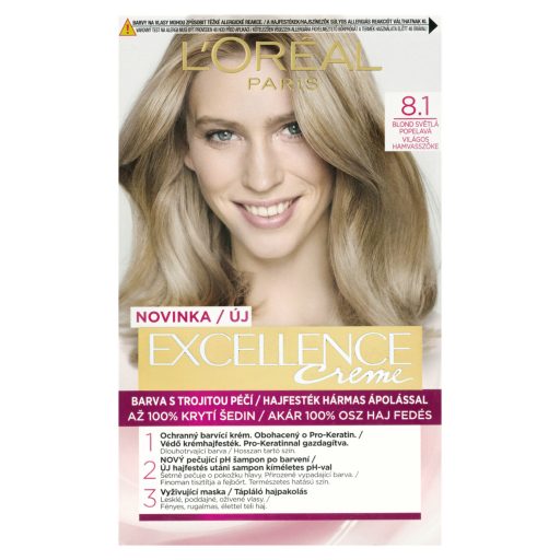 ĽOréal Paris Excellence Créme Krémhajfesték 8 .1 Világos Hamvasszőke 72 +48 +12 +60 ml
