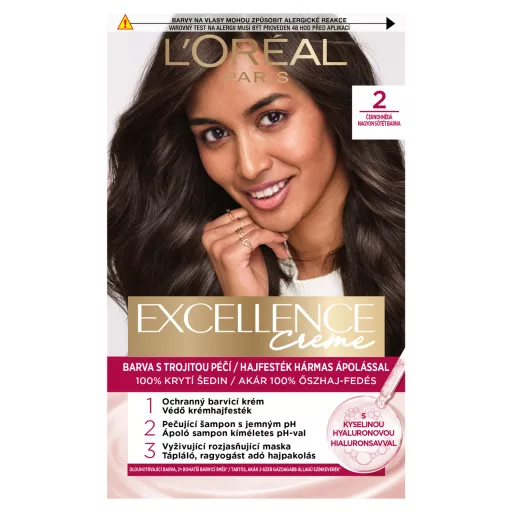 L'Oréal Paris Excellence Creme hajfesték hármas ápolással 2 Nagyon sötét barna