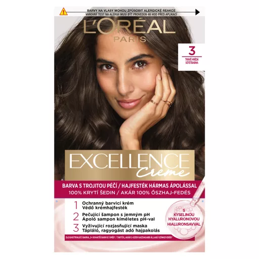 L'Oréal Paris Excellence Creme hajfesték hármas ápolással 3 Sötétbarna