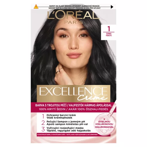 L'Oreal Paris Excellence Creme hajfesték hármas ápolással 1 Fekete