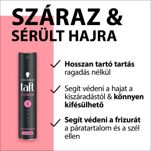 Taft Power kasmír hajlakk száraz & sérült hajra 250 ml