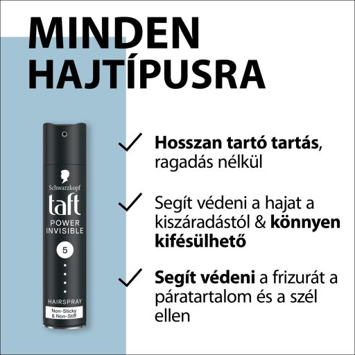 Taft Power Invisible hajlakk minden hajtípusra 250 ml