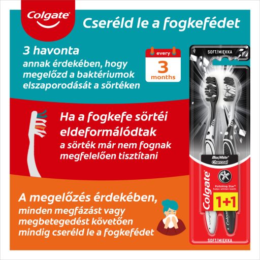 Colgate Max White Charcoal lágy fogkefe 2 db